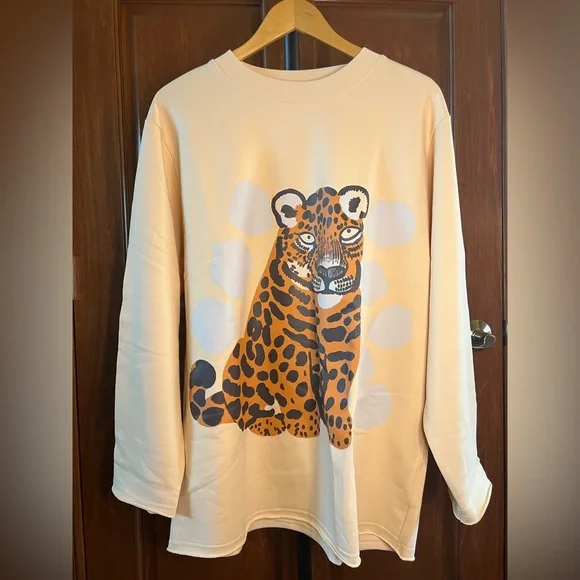 Marimekko Sweater Hiirenvirna Kaksoset Tiger Off White Brown Gray Size M - Picture 3 of 15